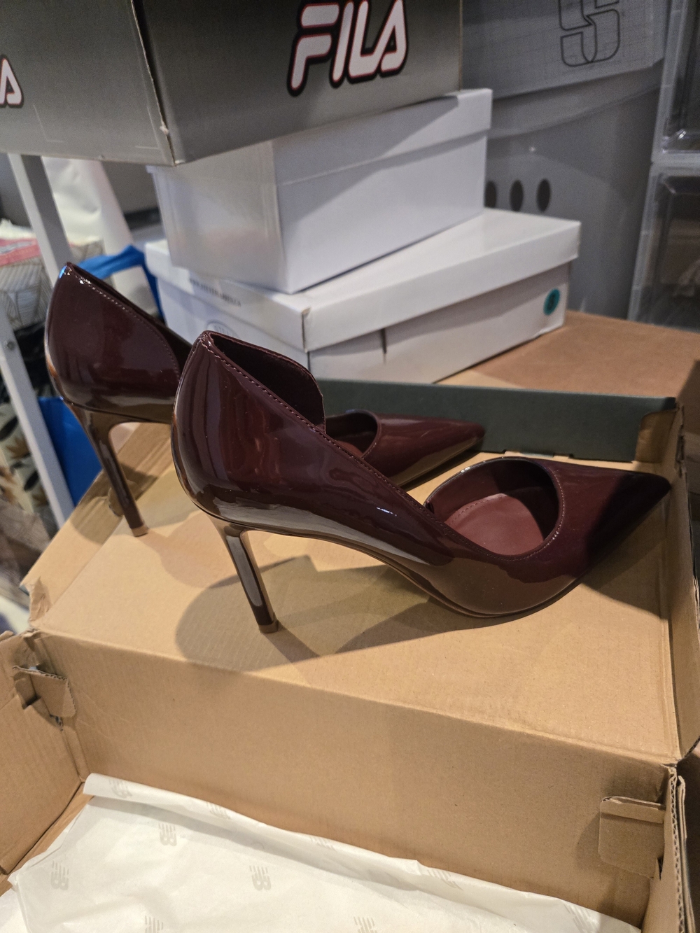 Mango Women's Patent Pointed-Toe Pumps in Burgundy